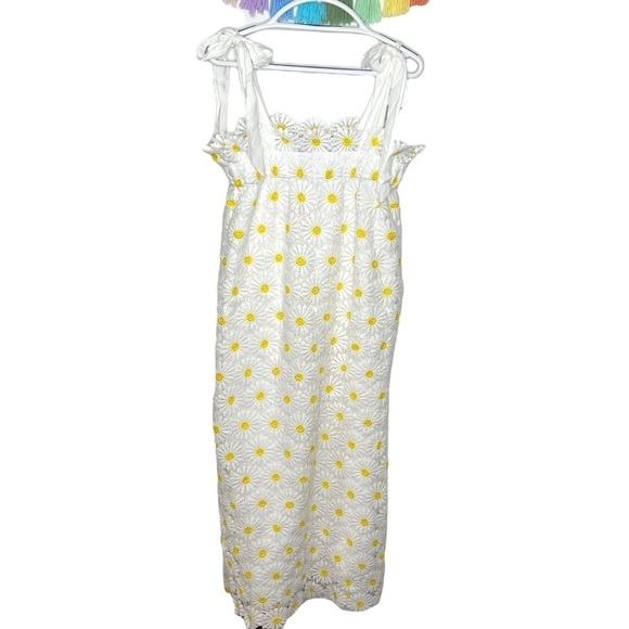 J. Marie Jenna Tie Strap Square Neck White Floral Daisy Lace Shift Midi Dress - Picture 6 of 16